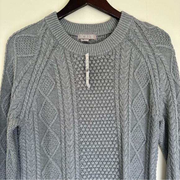 NWT J. CREW Cotton Cable Knit Crewneck Sweater Heather Boulder Gray XSmall - Picture 4 of 9